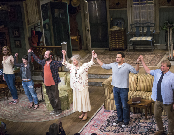Kate Jennings Grant, Sarah Steele, Eric Lange, Blythe Danner, Daniel Sunjata, and David Rashe take their bow on the opening night of The Country House.