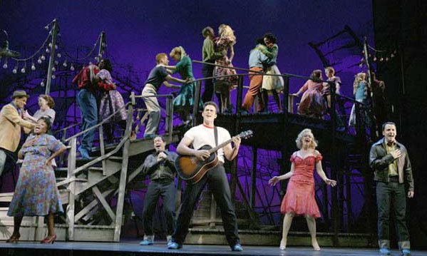 Cheyenne Jackson and the original 2005 Broadway cast of All Shook Up.