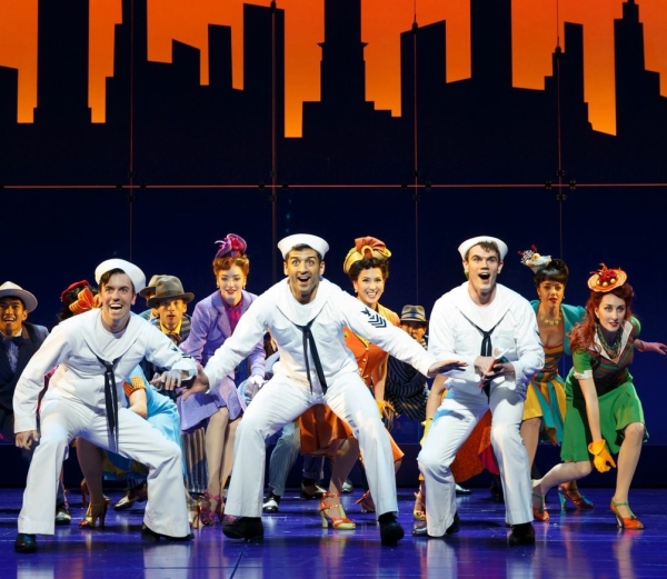 Clyde Alves, Tony Yazbeck, and Jay Armstrong Johnson lead the cast of On the Town at the Lyric Theatre.