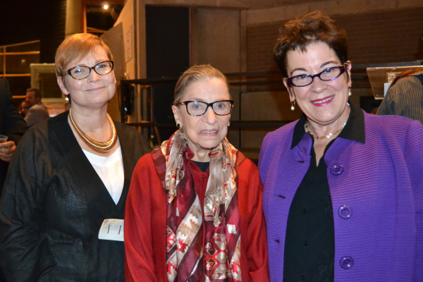 Director Anita Maynard-Losh, Justice Ruth Bader Ginsburg, and Artistic Director Molly Smith at the opening night for Our War at Arena Stage at the Mead Center for American Theater.