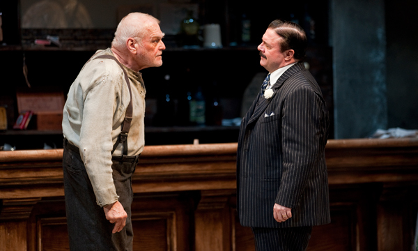 Brian Dennehy as Larry Slade with Nathan Lane as Theodore "Hickey" Hickman in Eugene O&#39;Neill&#39;s The Iceman Cometh directed by Robert Falls at Goodman Theatre.