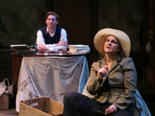 Ed Hoopman and Laura Latreille in Sarah Ruhl&#39;s Dear Elizabeth, directed by A. Nora Long, at Boston&#39;s Lyric Stage Company. 