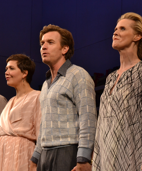 Maggie Gyllenhaal, Ewan McGregor, and Cynthia Nixon take their bow on the opening night of The Real Thing at the American Airlines Theatre.