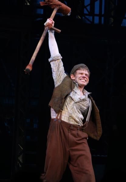 Andrew Keenan-Bolger as Crutchie in the original Broadway cast of Newsies.