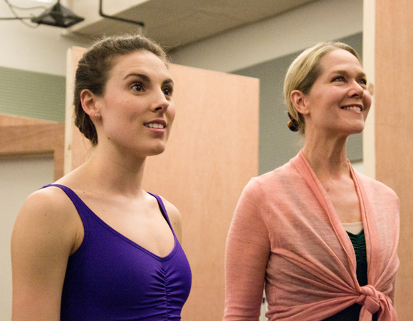 Tiler Peck and Rebecca Luker in rehearsal for Little Dancer, the new musical in which they play young and adult versions of the real-life figure, Marie van Goethem.