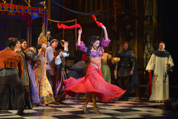 Ciara Renée (center) and the cast of the U.S. premiere production of The Hunchback of Notre Dame, directed by Scott Schwartz, at La Jolla Playhouse.