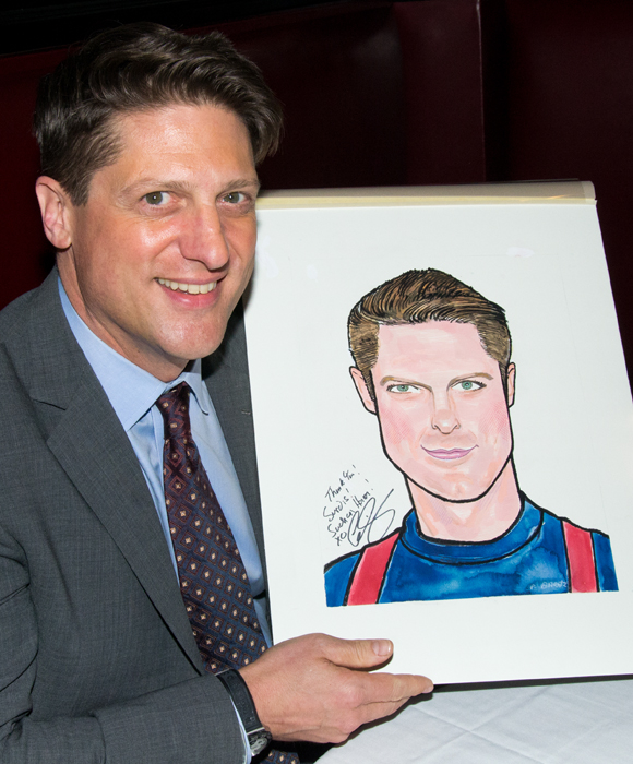 Christopher Sieber and his new Sardi&#39;s caricature.