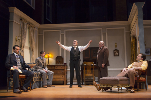 Stephen Schnetzer, Michael Goldsmith, Will LeBow, David Wohl, and Eric T. Miller in Clifford Odets' Awake and Sing!, directed by Melia Bensussen, at Boston&#39;s Huntington Theatre Company.