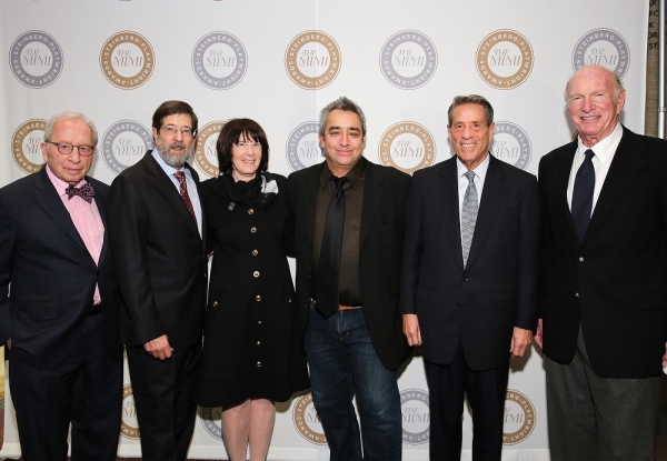 Award recipient Stephen Adly Guirgis (center) with the Steinberg Playwright Board of Directors: William D. Zabel, James D. Steinberg, Carole A. Krumland, Michael A. Steinberg, and Seth M. Weingarten.