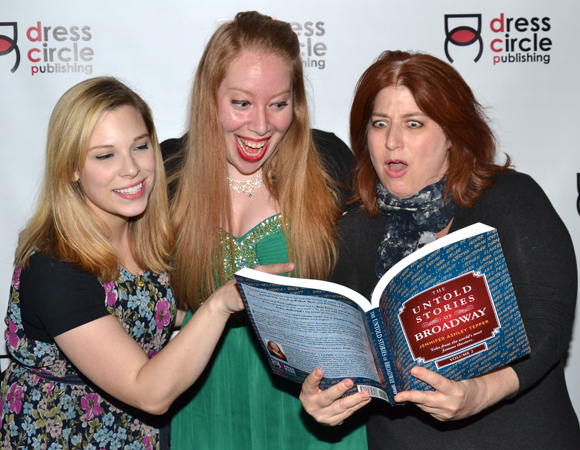 Jennifer Ashley Tepper (center) peruses her new book with Lauren Marcus (left) and Once star Anne L. Nathan (right).