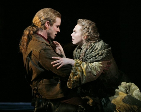 Hugh Panaro as the title character and Carolee Carmello as Gabrielle in Linda Woolverton, Bernie Taupin, and Elton John&#39;s Lestat, directed by  Robert Jess Roth, at Broadway&#39;s Palace Theatre in 2006.