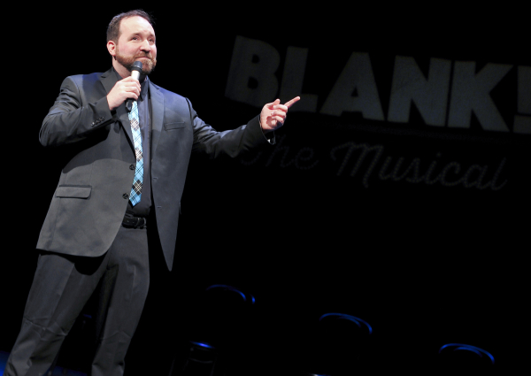 TJ Mannix, host of Blank! The Musical interacts with the crowd. 