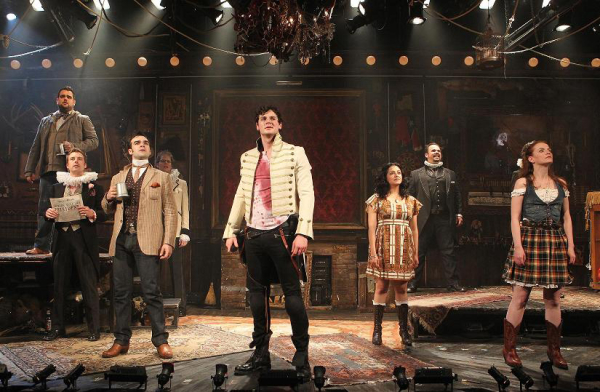 The cast of Michael Friedman&#39;s last presidential rock musical, Bloody Bloody Andrew Jackson, directed by Alex Timbers, at Broadway&#39;s Bernard Jacobs Theatre.