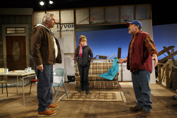 Vyto Ruginis, Deirdre O&#39;Connell, and Ethan Phillips in the cast of By the Water at MTC&#39;s Studio at Stage II New York City Center.