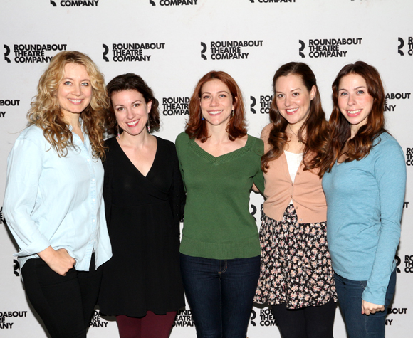 Jennifer Mudge, Liz Hayes, Jessie Austrian, Claire Karpen, and Emily Young are the women of the cast.