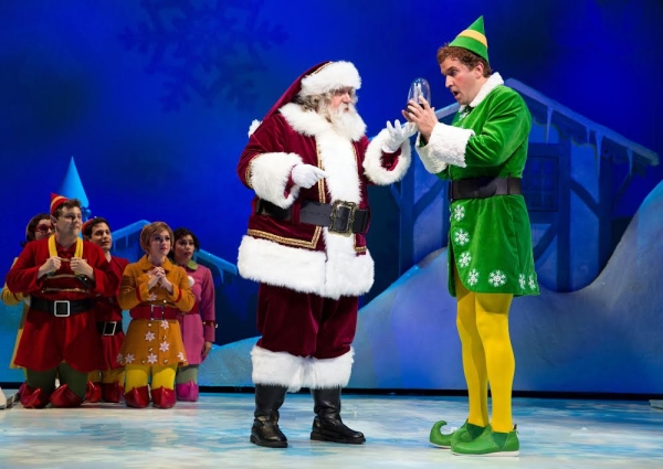 Paul C. Vogt and James Moye in a scene from Elf at Paper Mill Playhouse.