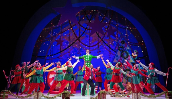 The cast of Elf at Paper Mill Playhouse.
