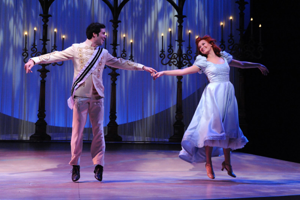 Joe Chisholm and Lara Zinn as Prince Eric and Ariel in The Little Mermaid, directed by Mark Waldrop, at the Olney Theatre Center.