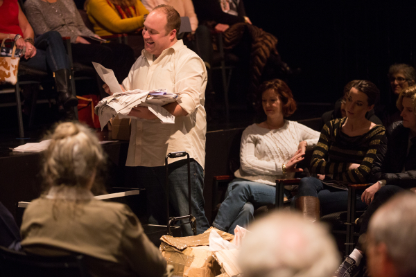 Jonny Donahoe in a scene from Duncan MacMillan&#39;s Every Brilliant Thing, directed by George Perrin, at the Barrow Street Theatre.