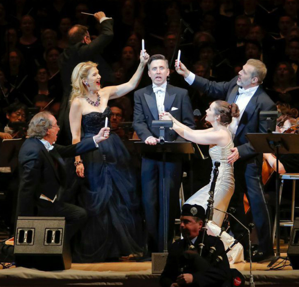The cast of Not the Messiah performs the first-act finale at Carnegie Hall.