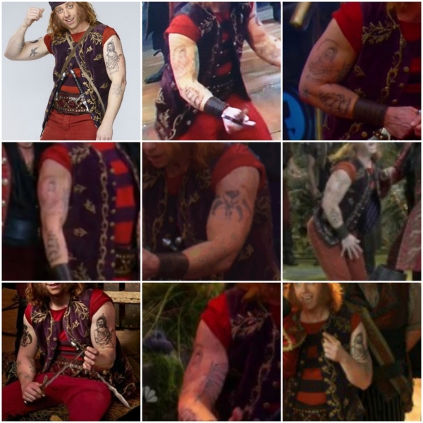 A collage of Christian Borle&#39;s arms in Peter Pan Live!