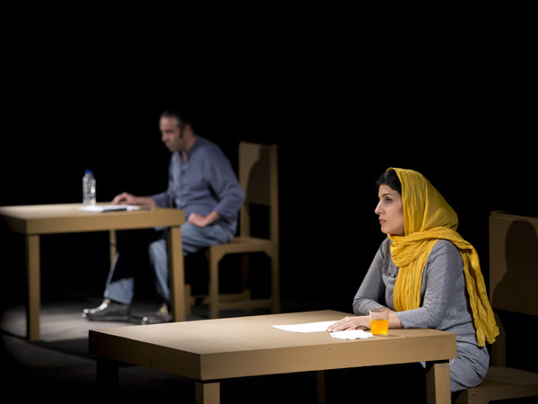 Mohammad Hassan Madjooni and Mahin Sadri star in Timeloss, written and directed by Amir Reza Koohestani, at the Public Theater.