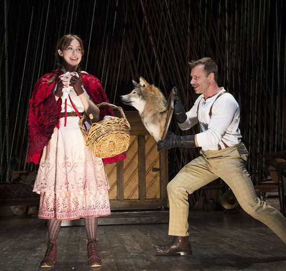 Emily Young as Little Red Riding Hood and Noah Brody as the Wolf in Into the Woods.