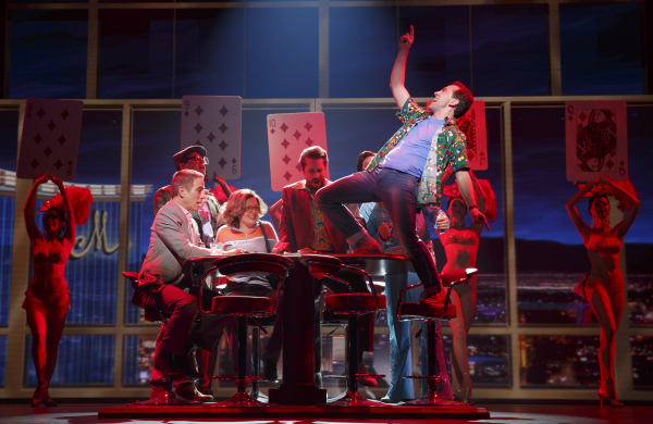 Tony Danza as Tommy Korman and Rob McClure as Jack Singer in Honeymoon in Vegas, directed by Gary Griffin, at Broadway&#39;s Nederlander Theatre.