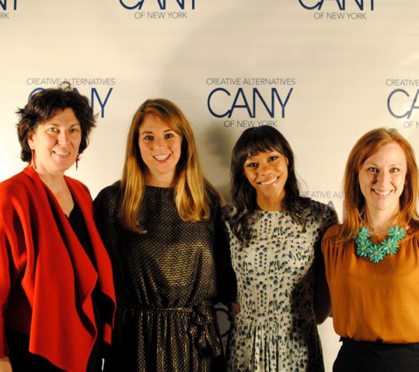 Alissa Desmarais (CANY Executive Director), Molly O'Keefe, Nikki M. James, Deena Goodman (CANY Junior Board Event Chairs) at the To Russia With Love event.
