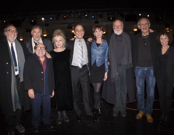 The Taxi family: Executive Producer James L. Brooks, cast members Judd Hirsch, Danny DeVito, Carole Kane, Tony Danza, and Marilu Henner, Director James Burrows, and cast members Christopher Lloyd and Rhea Perlman.