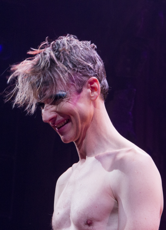 John Cameron Mitchell is so happy as he takes his first Broadway bow as Hedwig.