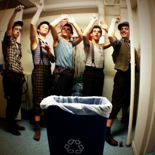 The Broadway cast of Newsies recycles.