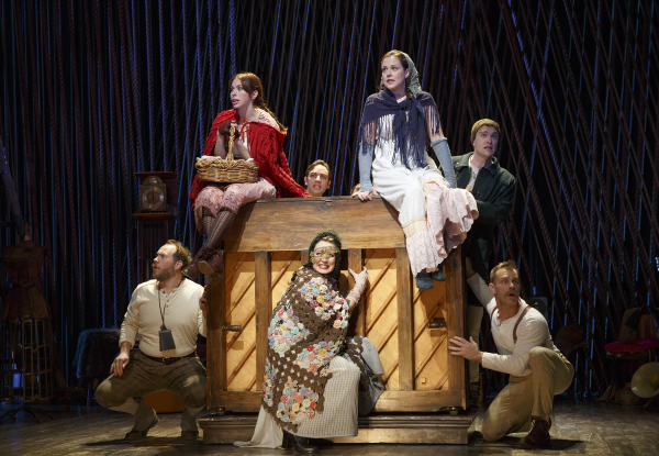 The cast of Fiasco Theater's Into the Woods at Roundabout Theatre Company's Laura Pels Theatre.
