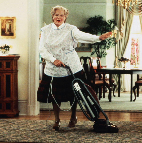 Robin Williams as Mrs. Doubtfire in the 1993 film Mrs. Doubtfire.