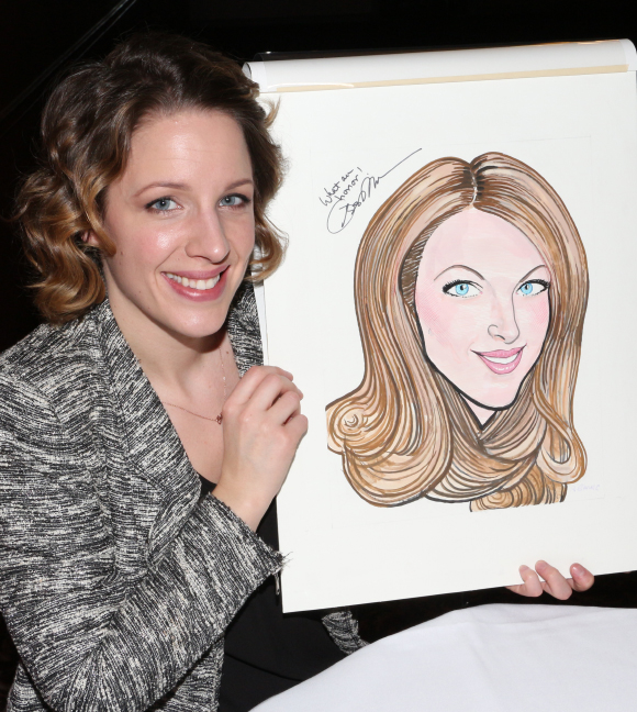 Jessie Mueller shows off her brand-new Sardi&#39;s caricature.