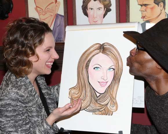 Jessie Mueller and her caricature get some love from fellow Tony winner Billy Porter.