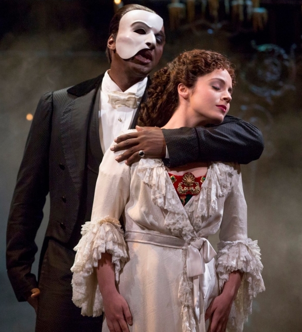 Norm Lewis and Mary Michael Patterson as The Phantom and Christine in The Phantom of the Opera, a show that has canceled its January 26 performance due to snowfall.