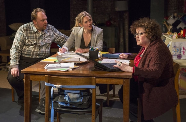 Michael Aaron Lindner, Katherine Keberlein and Cindy Gold in A Kid Like Jake at the Greenhouse Theater Center.