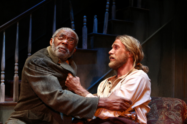 Charlie Robinson as Simon and Adam Haas Hunter as Caleb in Matthew Lopez&#39;s The Whipping Man, directed by Martin Benson, at Pasadena Playhouse. 